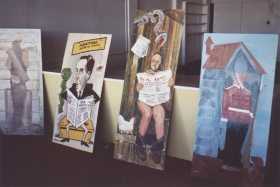 An unusual display of toilet art in this Winton shop