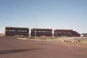 A road train, synonymous with the Outback, drives through Longreach on a perfect late autumn evening