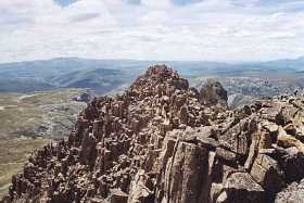 Dolerite rock formations that make up Cradle Mountain Dolerite rock formations that make up Cradle Mountain