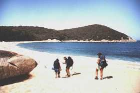 Walking along North Refuge Beach in Wilsons Promontory National Park, Victoria