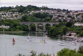 A fine view over the River Tamar and the viaduct at Saltash A fine view over the River Tamar and the viaduct at Saltash