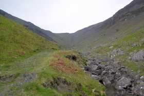 The disused Rigghead Quarries on the descent along Tongue Gill from High Spy The disused Rigghead Quarries on the descent along Tongue Gill from High Spy