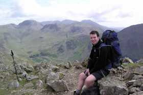 Resting at High Crag with Great Gable, Kirk Fell and the Scafells forming an impressive backdrop Resting at High Crag with Great Gable, Kirk Fell and the Scafells forming an impressive backdrop