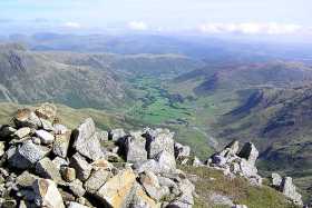 Looking down into Langdale from Crinkle Crags Looking down into Langdale from Crinkle Crags