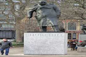 Winston Churchill stands proud in Parliament Square