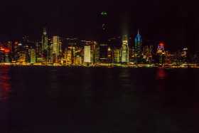 The exciting night skyline of Hong Kong Central from Kowloon