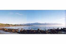 The beautiful view of the Seaward Kaikoura range from Maui Youth Hostel