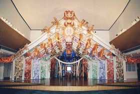 The colourful contemporary marae in the National Museum, Ta Papa, in Wellington