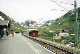 Myrdal station, where the Flåmsbana meets Bergensbanen Myrdal station, where the Flåmsbana meets Bergensbanen