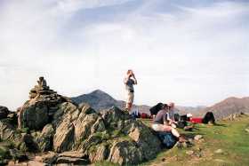 Yr Aran summit, Snowdon in background