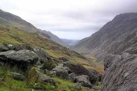 Looking along the Pass of Llanberis from the Pyg Track Looking along the Pass of Llanberis from the Pyg Track